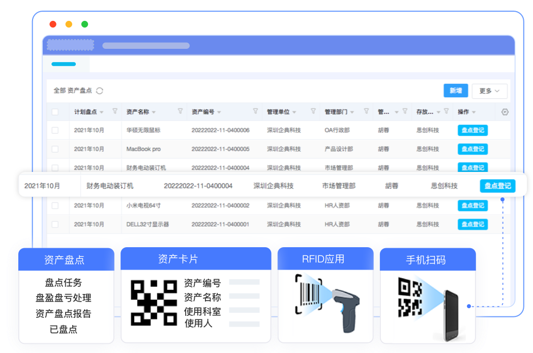 便捷的资产盘点（支持移动盘点）